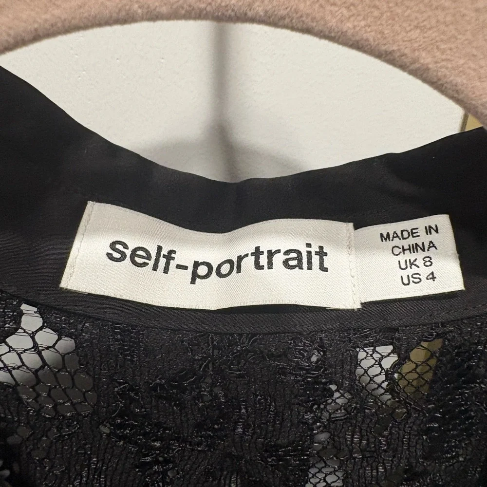 Self-Portrait Black Lace Blouse with Button Detail - Picture 2 of 3